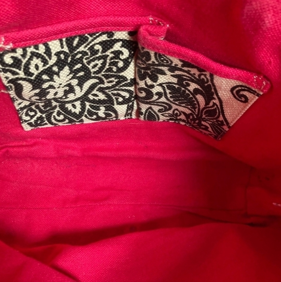 Spartina Tote Linen Canvas Double Leather Straps Paisley Print Rope Detail GUC - Picture 13 of 14